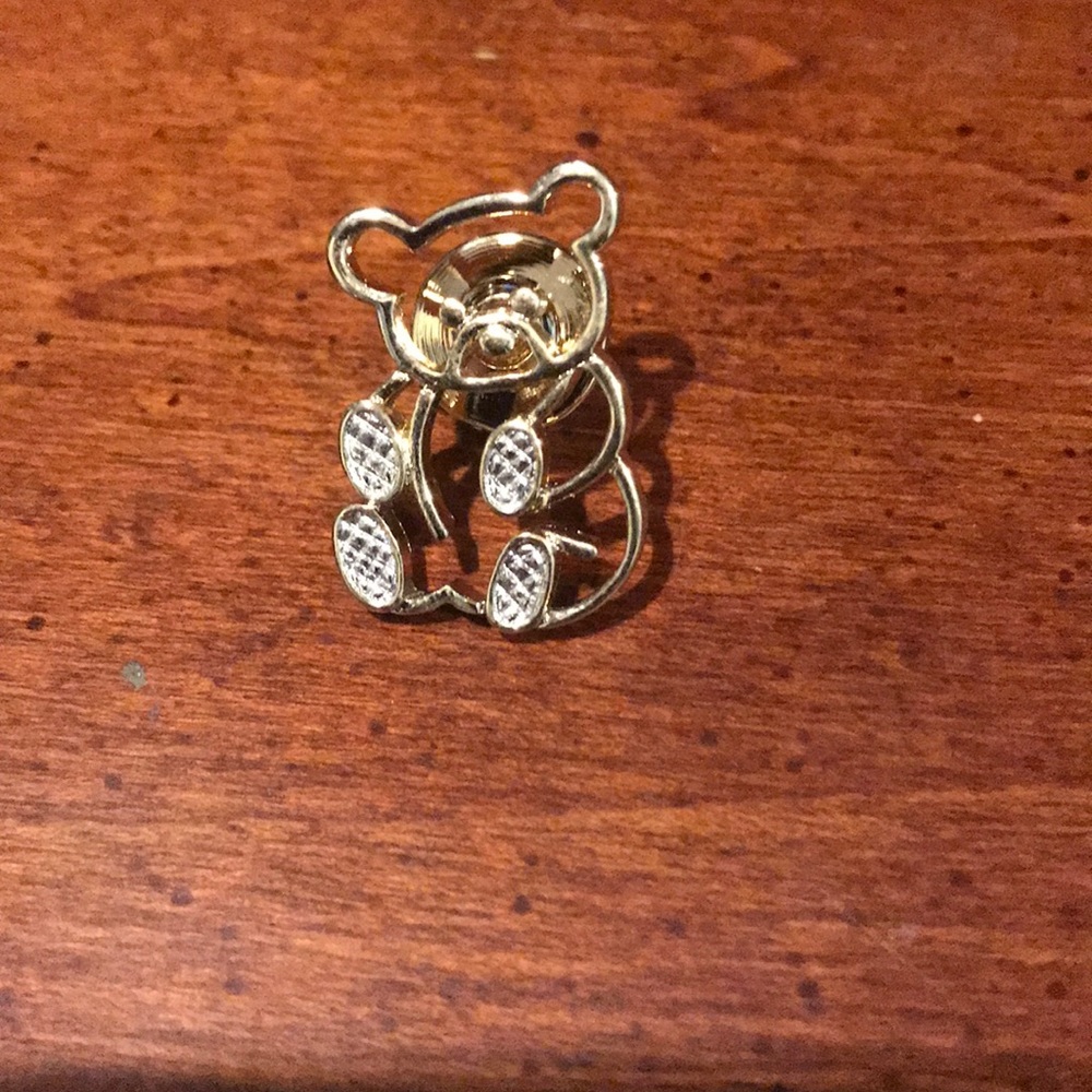 Avon Goldtone + Silvertone Teddy Bear Outline Pin